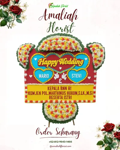 Karangan Papan Bunga Pernikahan di Mekar Sari